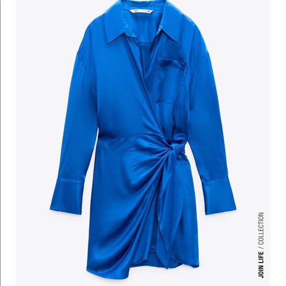 Zara Satin Effect Wrap Dress - Picture 12 of 16